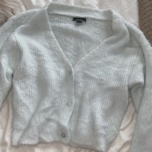 fuzzy furry cropped cardigan
